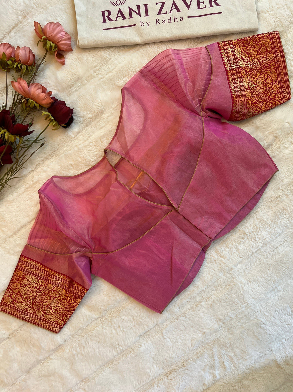 Pink Chanderi Tissue Katan Handloom Pure Silk