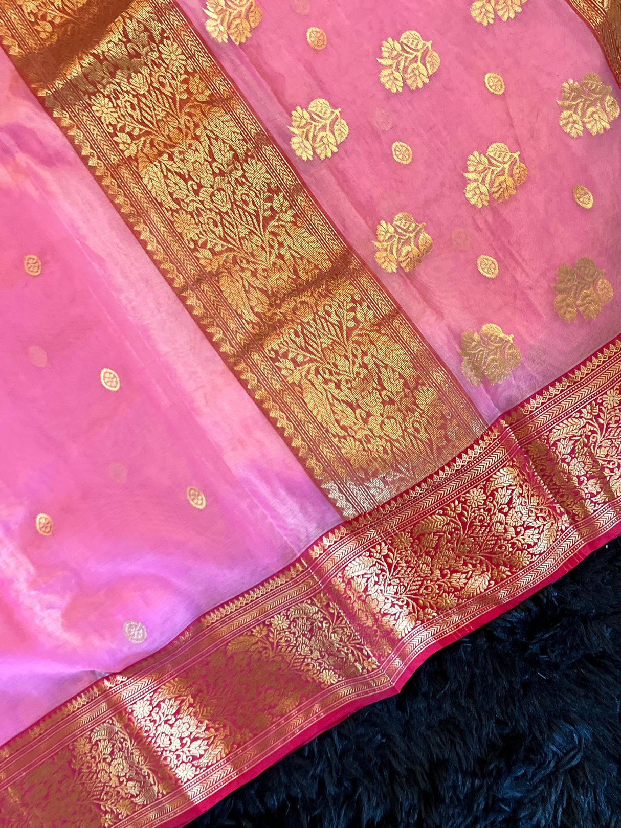 Pink Chanderi Tissue Katan Handloom Pure Silk