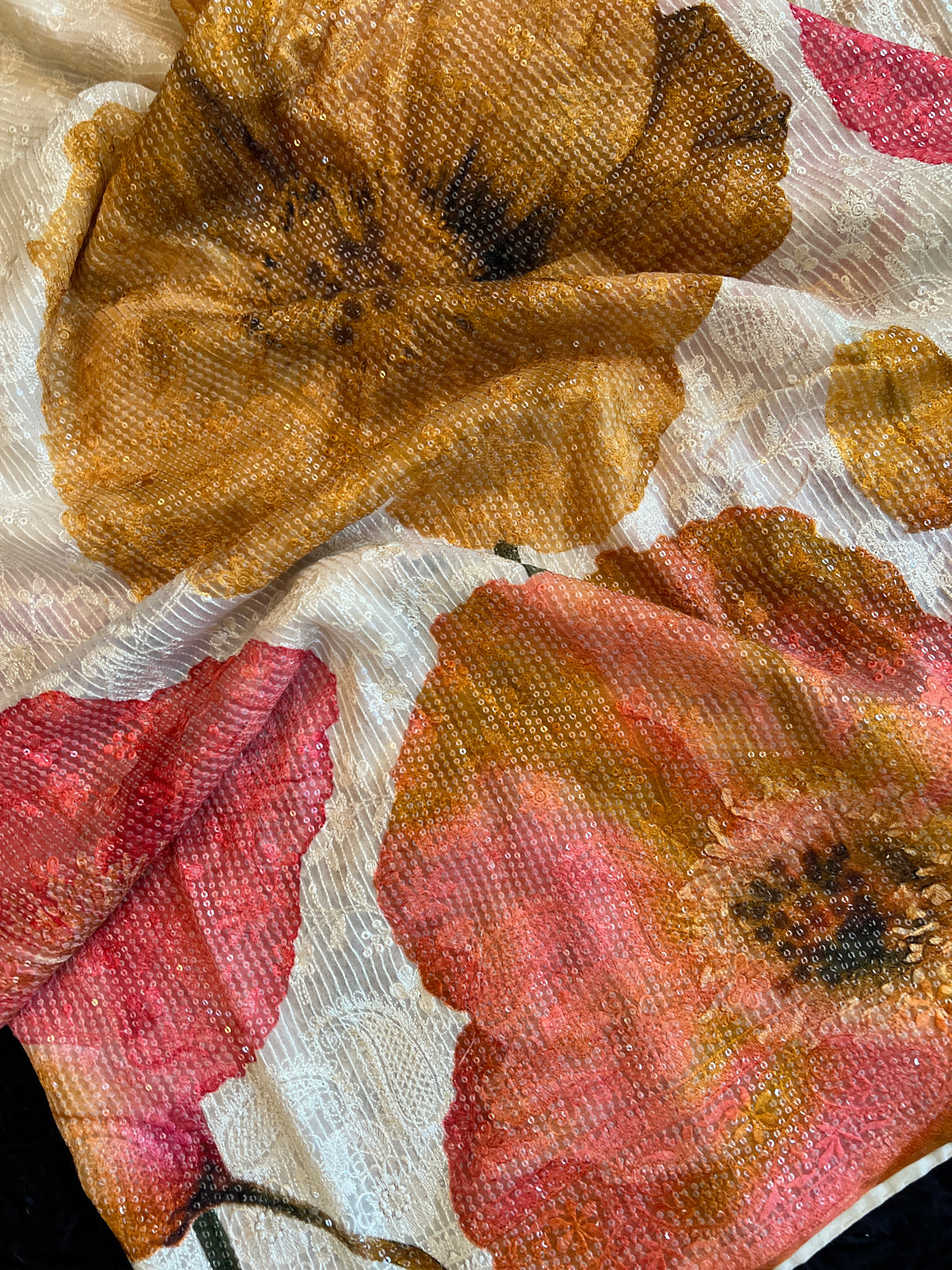Exclusive Georgette Chikenkari Floral Print Sequins