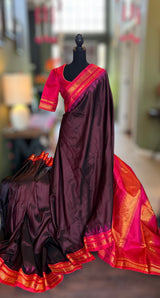 Maroon Rani Pink Ilkal Pure Silk Saree