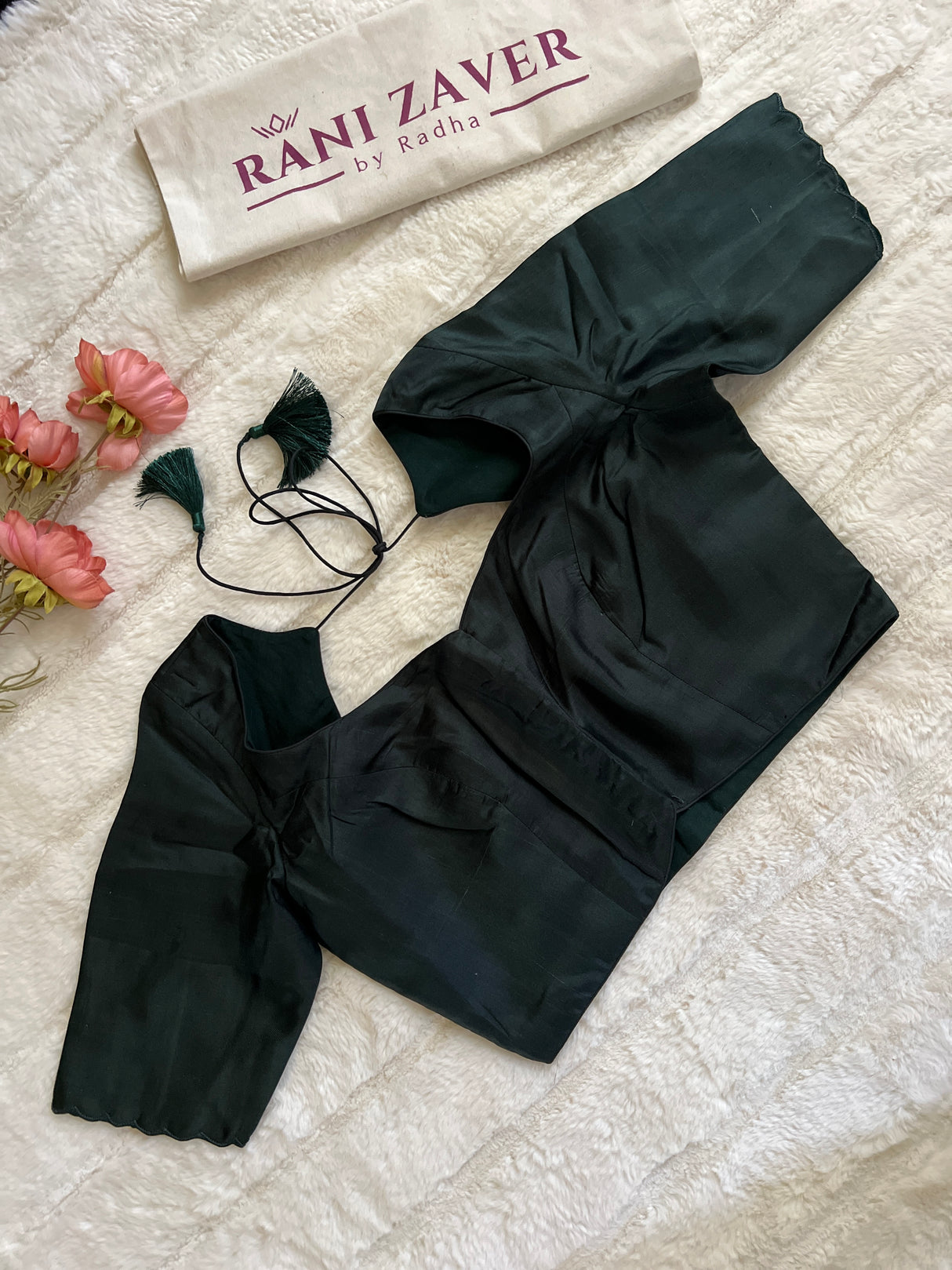 Deep Bottle Green Floral Poona Silk