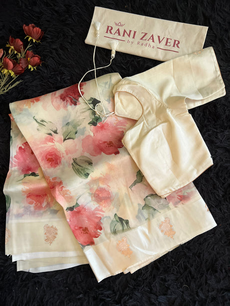 Floral Raw Mango Design Organza