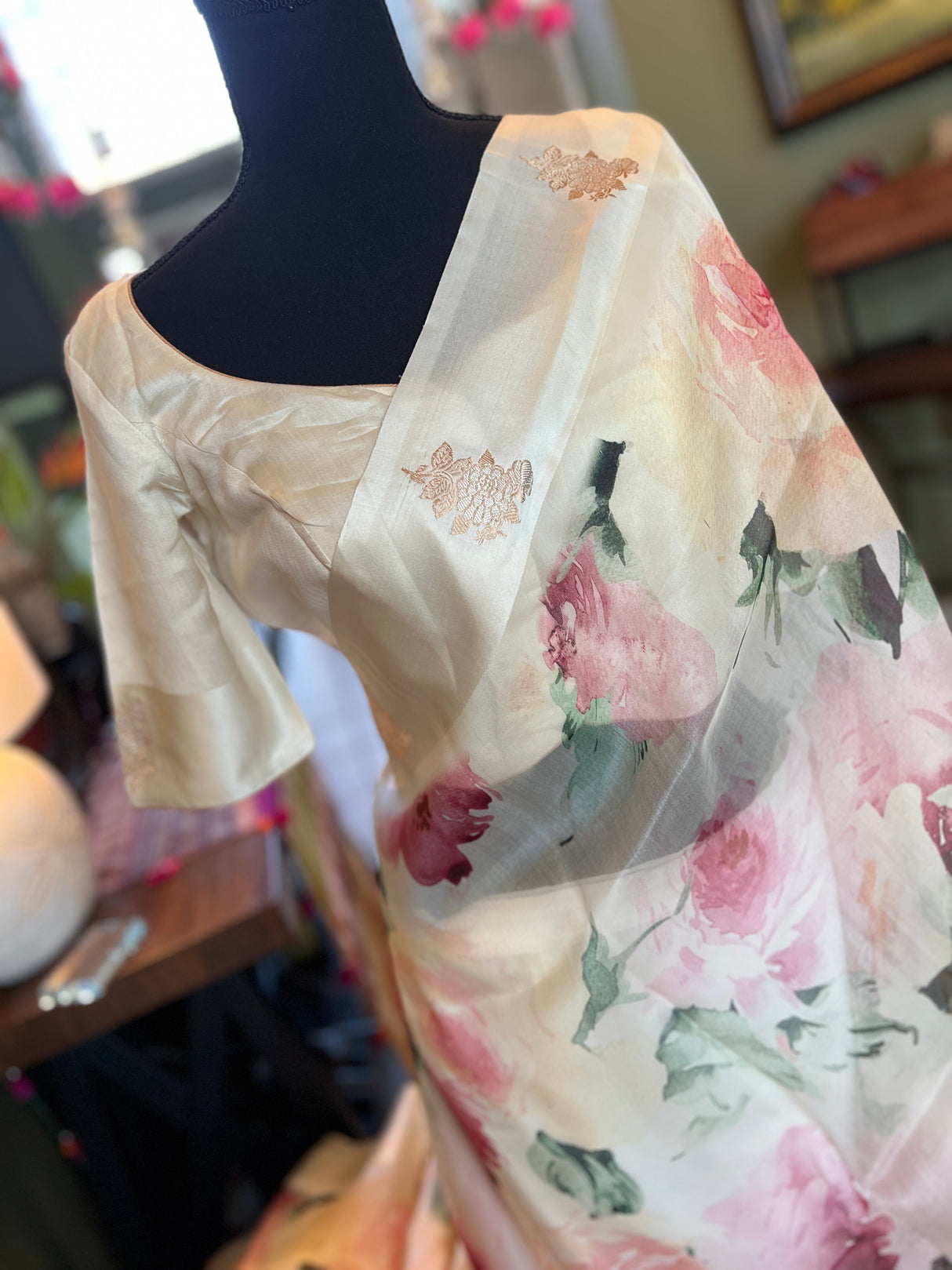 Floral Raw Mango Design Organza