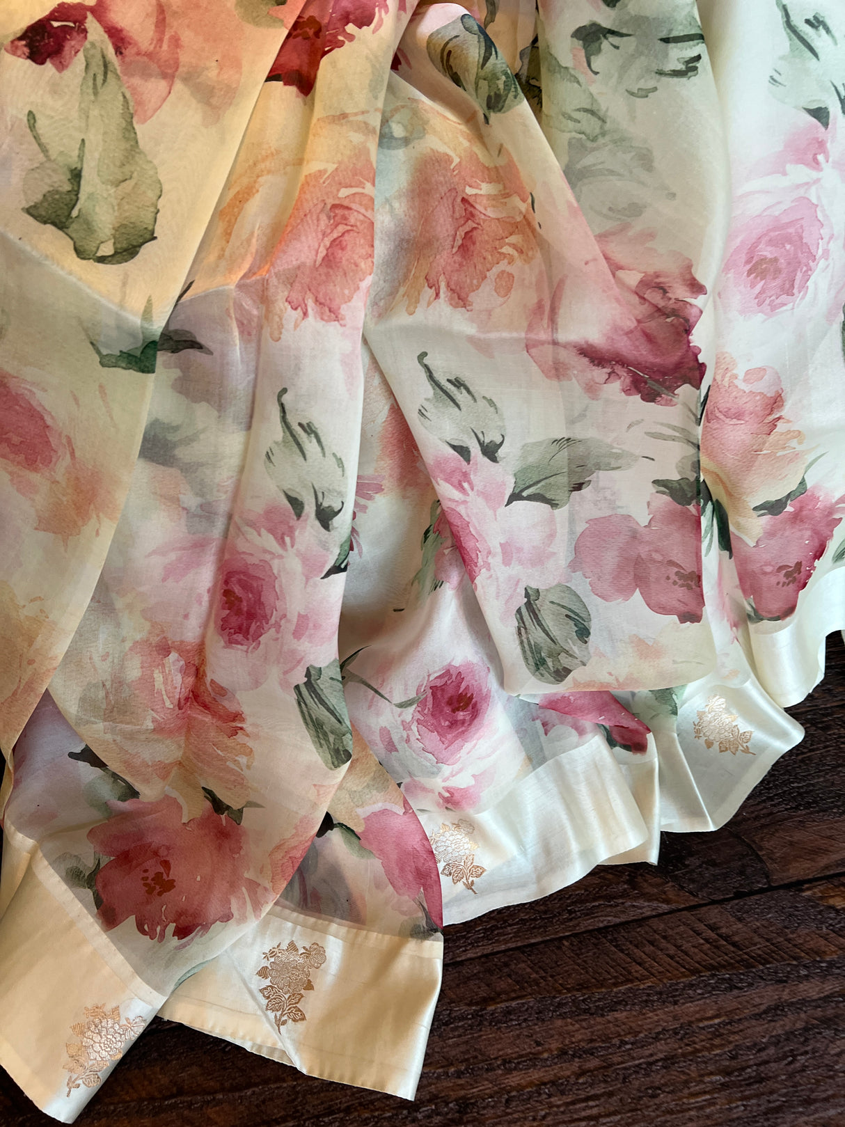 Floral Raw Mango Design Organza
