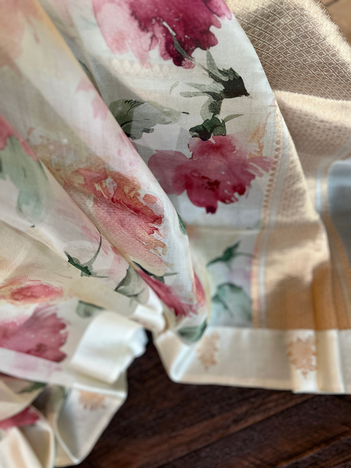 Floral Raw Mango Design Organza
