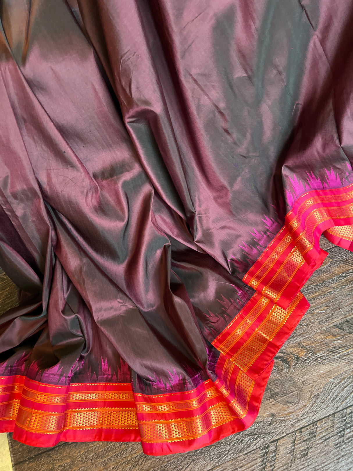 Maroon Rani Pink Ilkal Pure Silk Saree