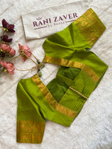 Beige Parrot Green Gadwal Pure Silk