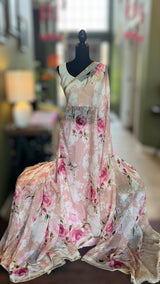 Floral Pink Pure Chiffon