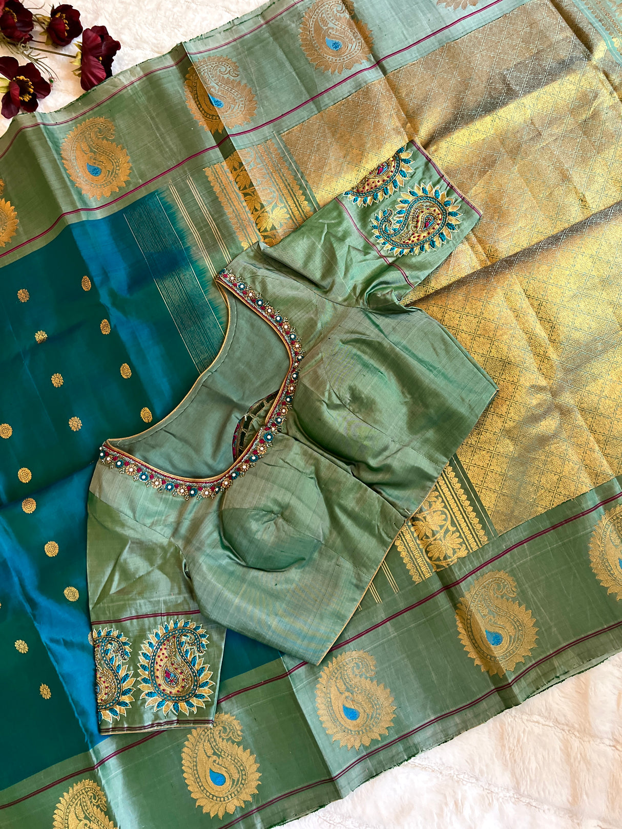 Rama Blue Gadwal Pure Silk