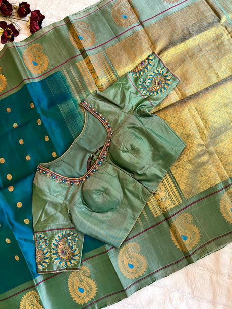 Rama Blue Gadwal Pure Silk