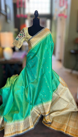 Pista Green Gadwal Pure Silk