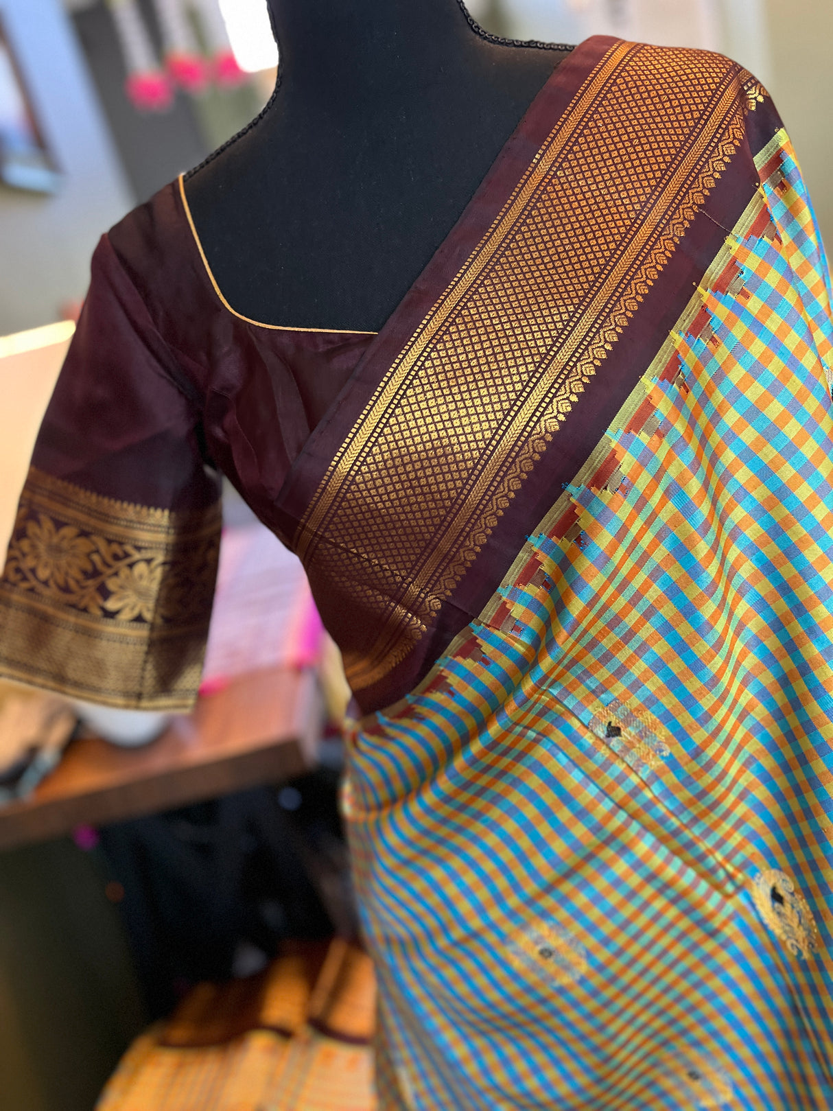 Tiny Checks Gadwal Pure Silk