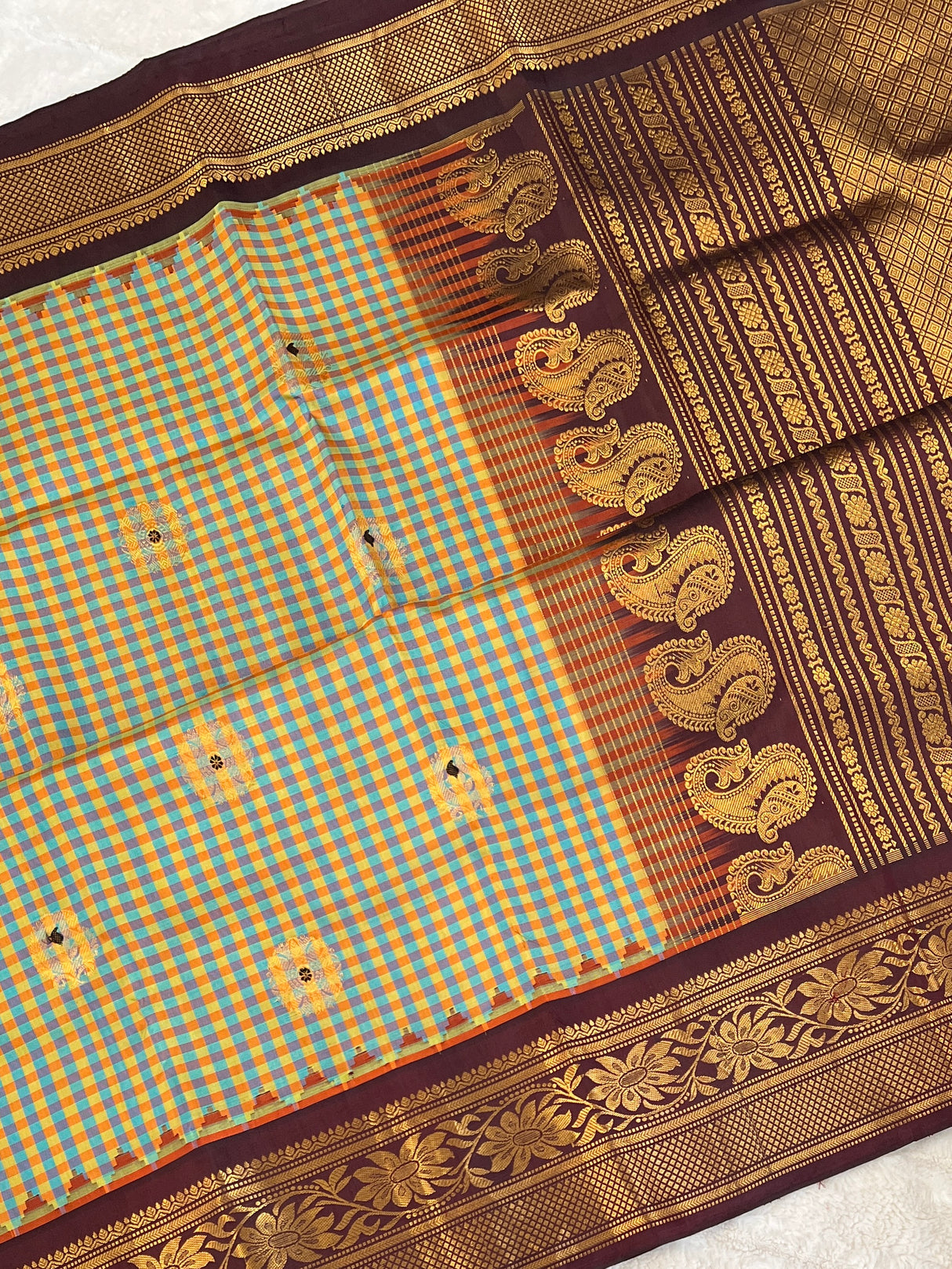 Tiny Checks Gadwal Pure Silk