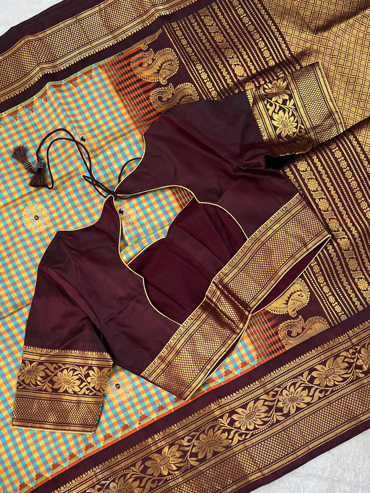 Tiny Checks Gadwal Pure Silk