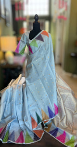 Sky Blue Temple Gadwal Kanchi Pure Silk