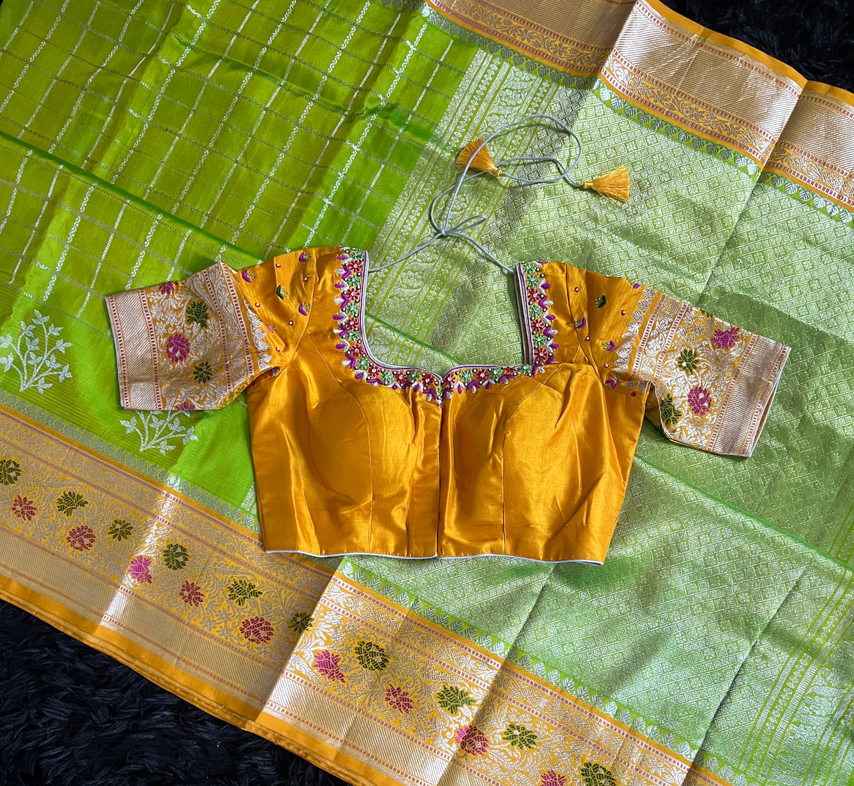 Venkatagiri Pattu saree with blouse green