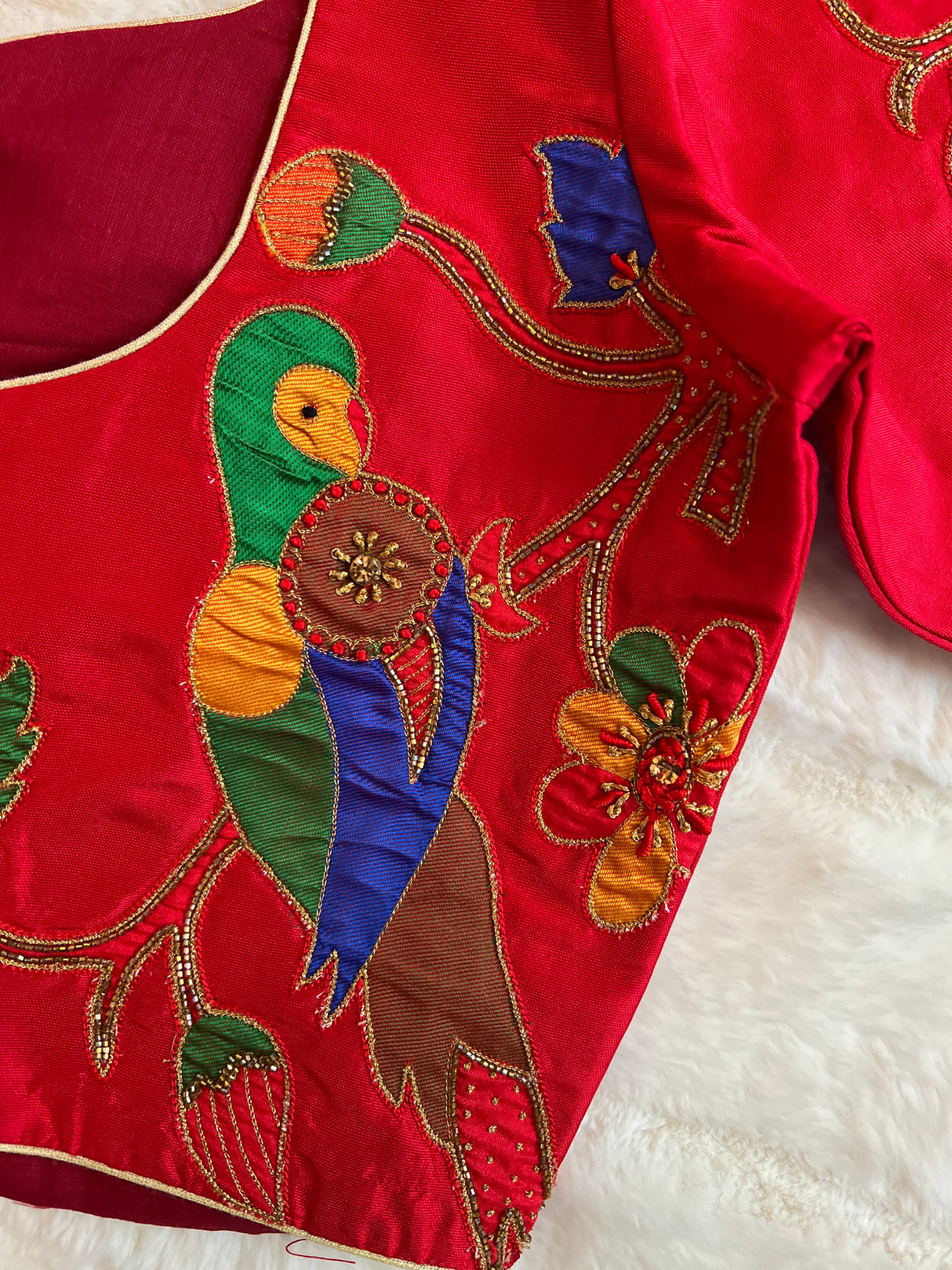 Red Single Muniya Handloom Paithani Pure Silk