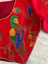 Red Single Muniya Handloom Paithani Pure Silk
