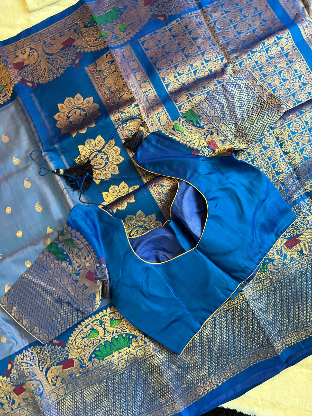 Meenakari Kanchi Gadwal Fusion Handloom Pure Silk