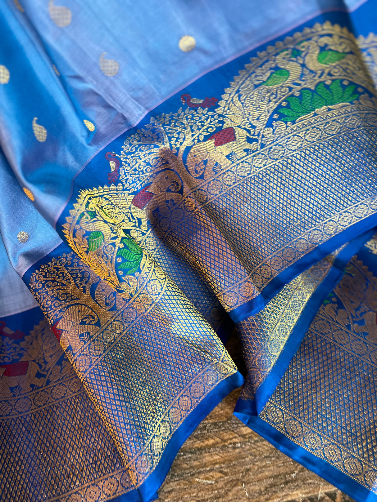 Meenakari Kanchi Gadwal Fusion Handloom Pure Silk
