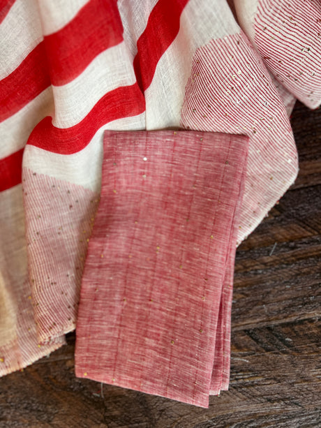 Red and White Stripes Pure Linen