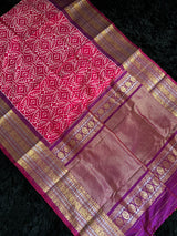 Ikkat Kanchipuram fusion Handloom Pure Silk with pre-Stitched Blouse AUS