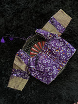 Ikkat Kanchipuram Fusion Handloom Pure Silk Crane Design With Pre-Stitched Blouse AUS