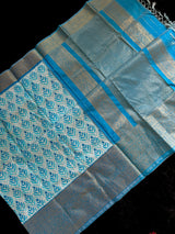 Ikkat Kanchipuram Fusion Handloom Pure Silk with Pre-Stitched Blouse AUS Saree Rani Zaver 