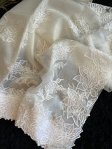 Pearl White Organza with Chikenkari blouse
