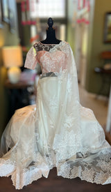 Pearl White Organza with Chikenkari blouse