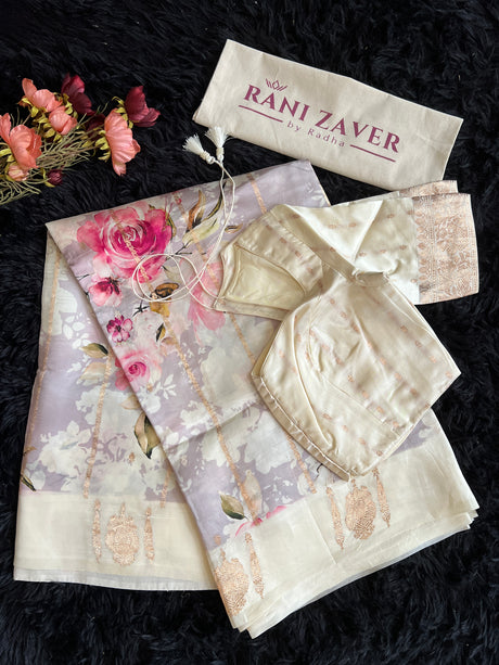 Raw Mango Design Banarasi Kaduwa Poona Silk Lilac