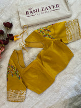 Yellow Organza with Petite point Embroidery