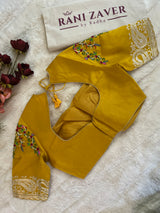 Yellow Organza with Petite point Embroidery