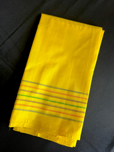 Cream and Yellow Ikkat Pure Silk