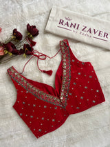 Rusty Red Mirror work Pure Georgette