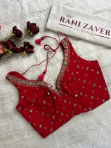 Rusty Red Mirror work Pure Georgette