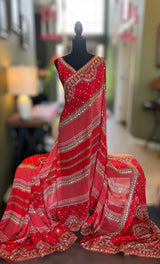 Rusty Red Mirror work Pure Georgette