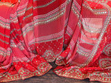 Rusty Red Mirror work Pure Georgette