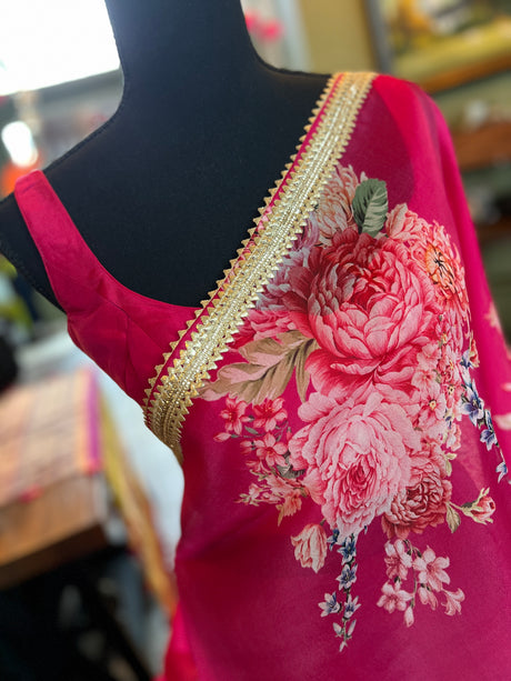 Tamannah Pink Floral Organza