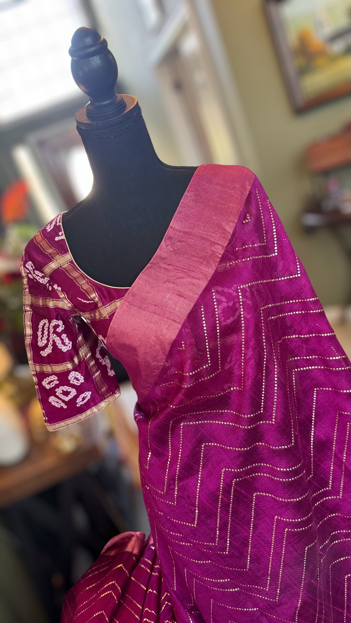 Magenta Dupion Tussar Silk