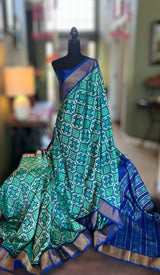 Royal Blue Ikkat Pure SIlk Handloom