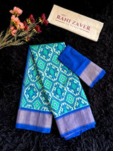 Royal Blue Ikkat Pure SIlk Handloom