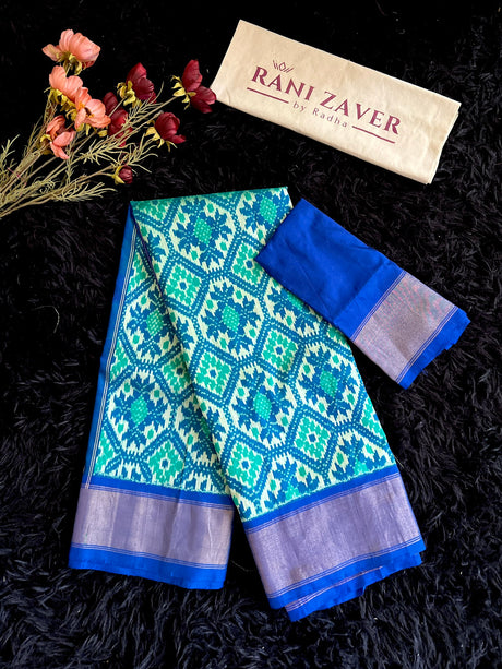 Royal Blue Ikkat Pure SIlk Handloom