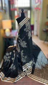 Black with Silver Designer Pure Linen