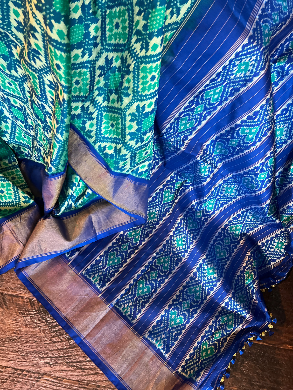Royal Blue Ikkat Pure SIlk Handloom