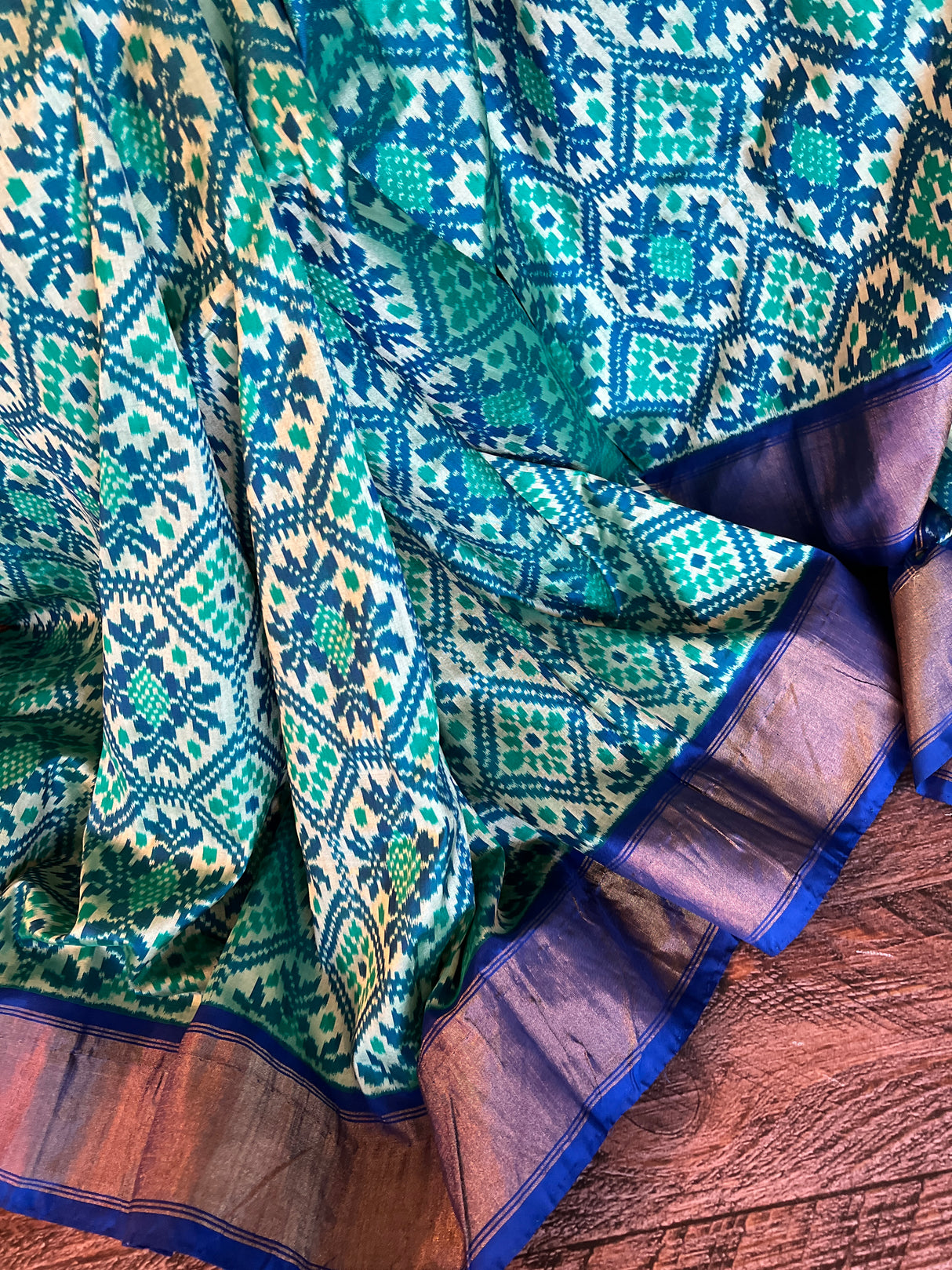 Royal Blue Ikkat Pure SIlk Handloom