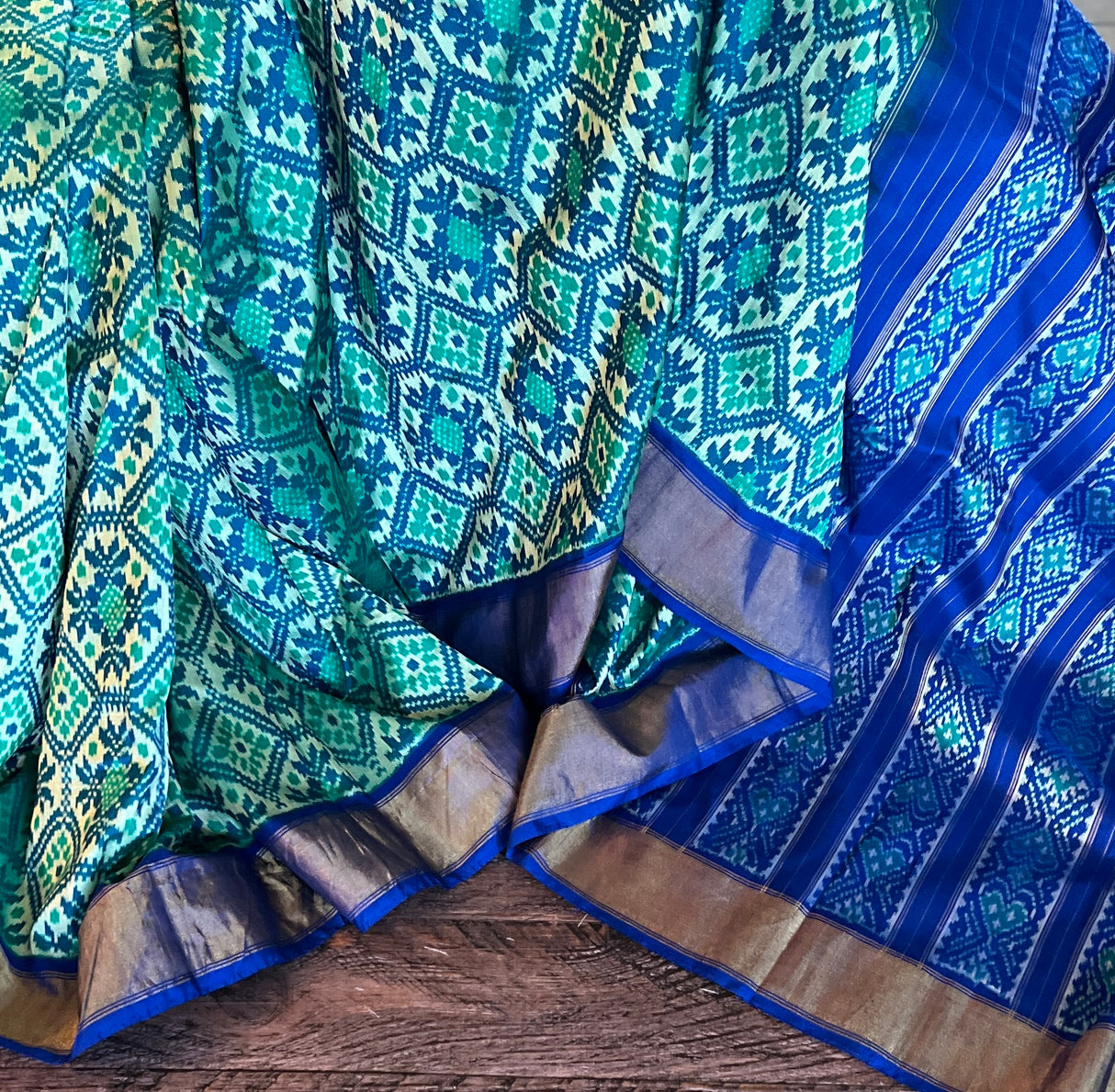 Royal Blue Ikkat Pure SIlk Handloom