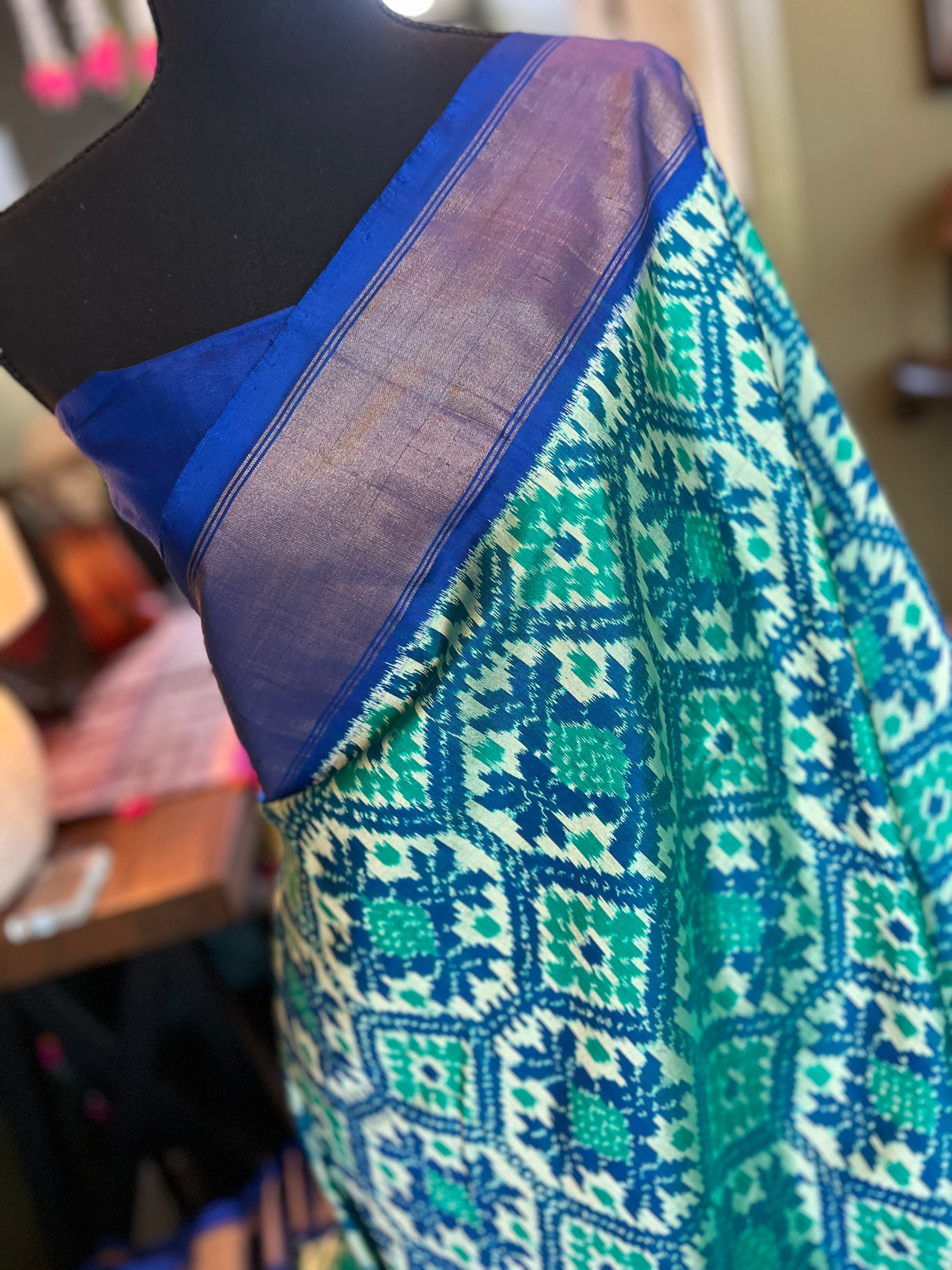 Royal Blue Ikkat Pure SIlk Handloom