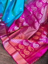 Rama Blue Rani Pink Gadwal Pure SIlk Handloom