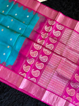 Rama Blue Rani Pink Gadwal Pure SIlk Handloom